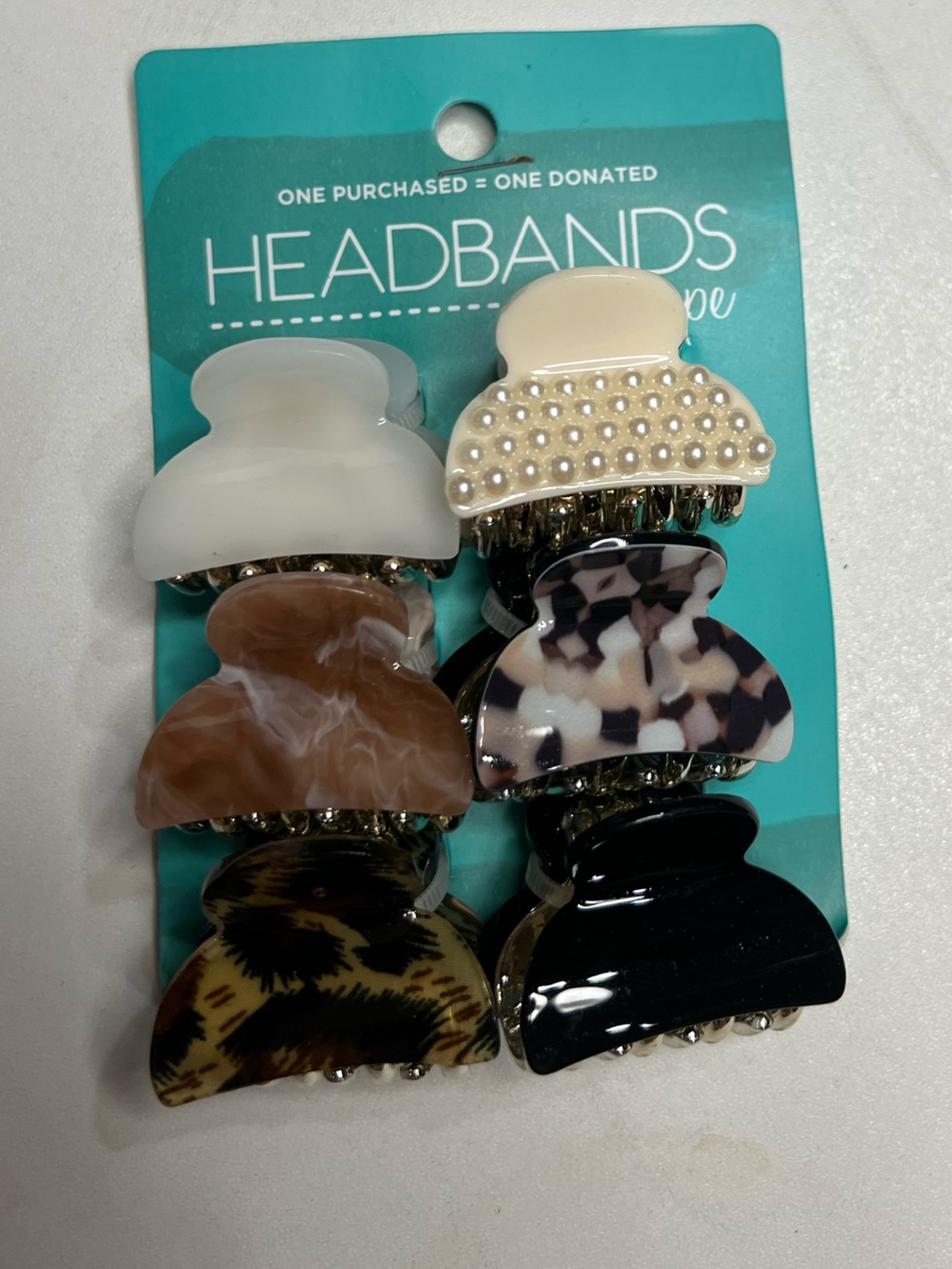 Kids Pearl & Tortoiseshell Hair Claw Clip Set - Neutral Colors